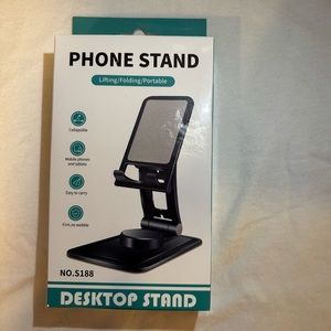 NWT - Foldable Black Phone/Tablet Stand - Rotates & Adjustable